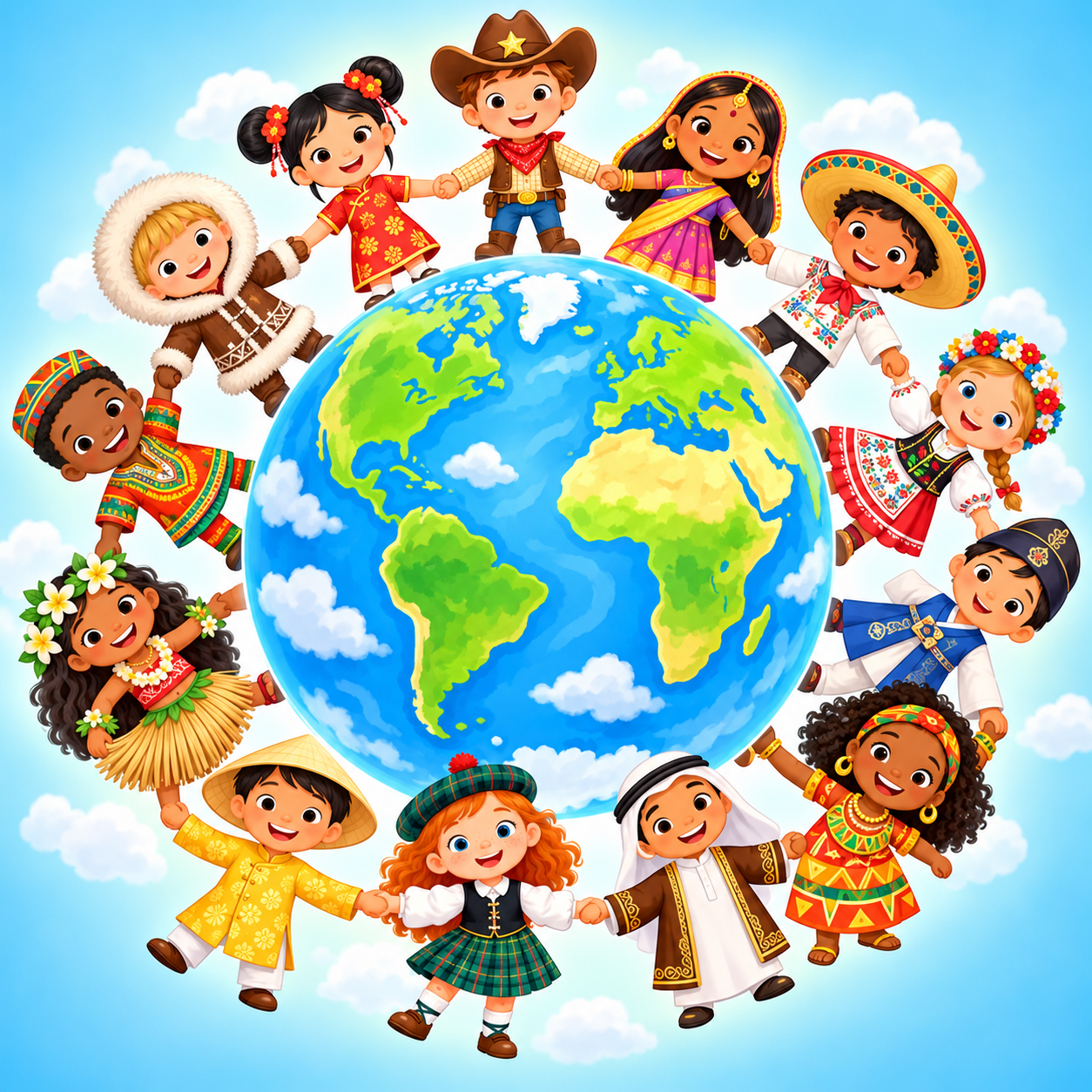 Children around the globe representing culture