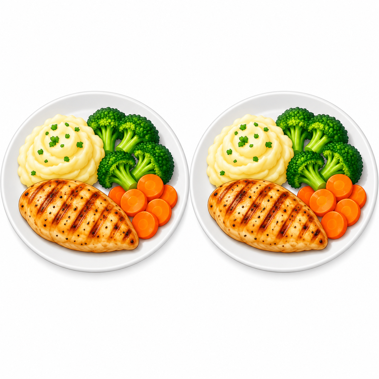 Two matching plates of food